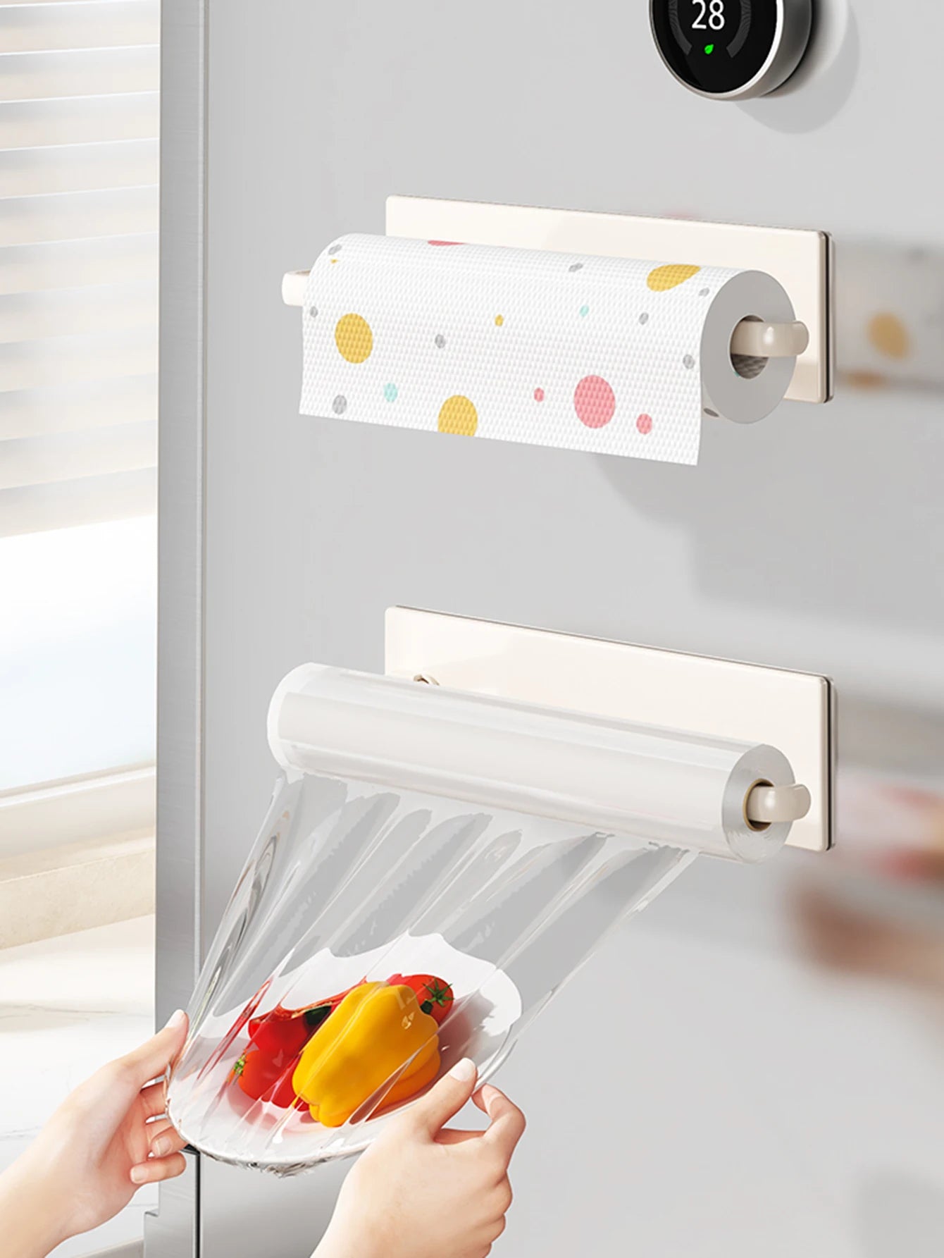 Magnetic tissue holder for kitchen refrigerator, kitchen tissue holder, non drilling paper roll holder, kitchen towel holder