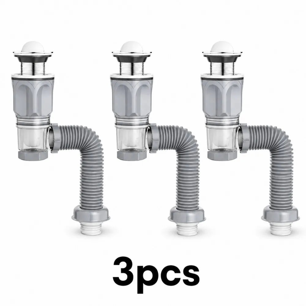 1-5Pcs Kitchen ABS Sink Drain Kit Drain Stopper Flexible Hose Body Stainless Steel Top Side Outlet Basin Drain Pipe Set