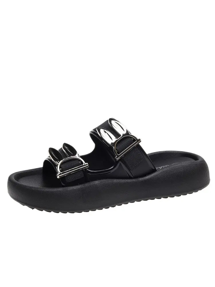 Women's Flat Slippers Summer Casual Comfortable Beach Slides Easy-Wear Soft Sole Outdoor Sandals