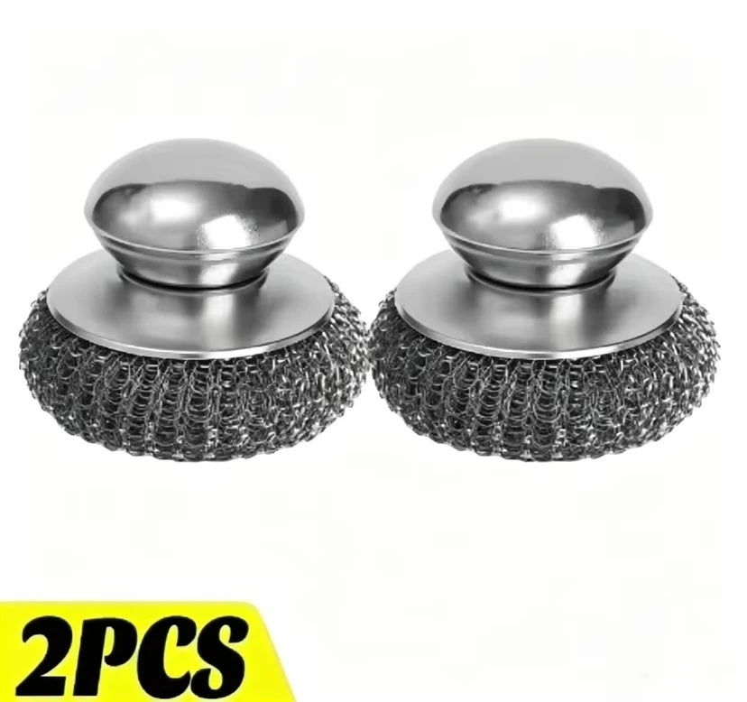 Stainless Steel Pot Brush with Handle Robust Metal Ball for Dishwashing 1-10 Pieces Cleaner Metal Purifier for Kitchen