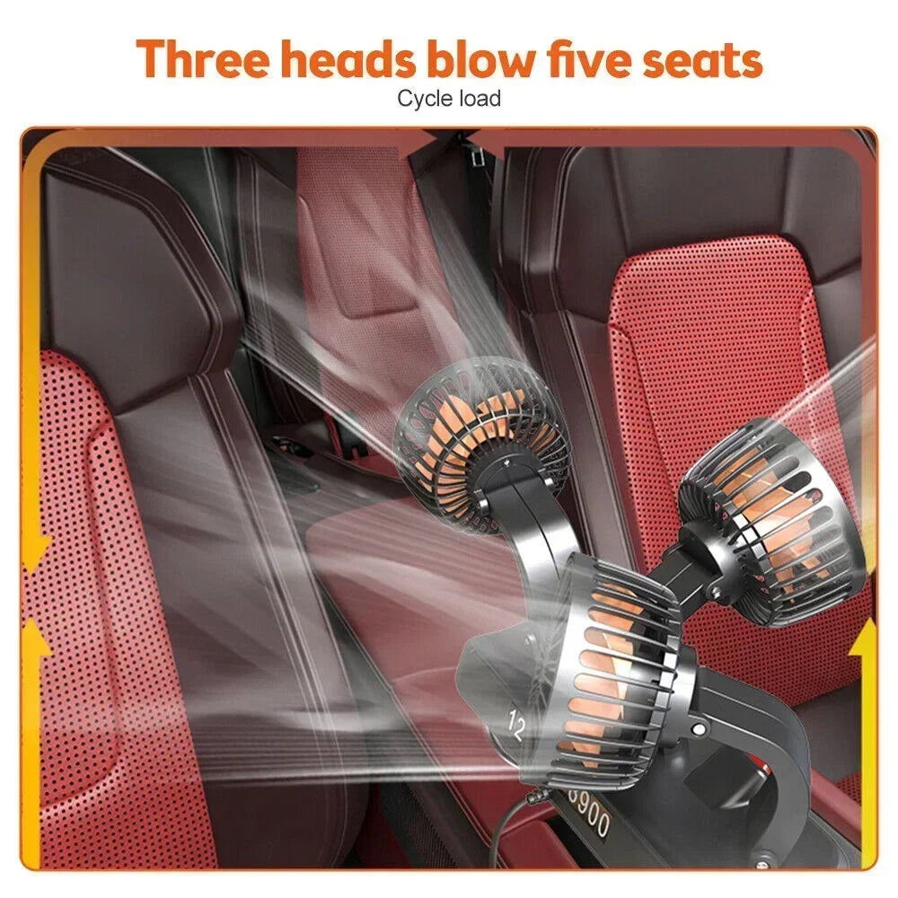 1/2/3 Head Car Fan Summer Air Fan USB/12V/24V Fan Cooler Adjustable 2 Speeds Silent Fan for Home Desk Office&Car Air Fan