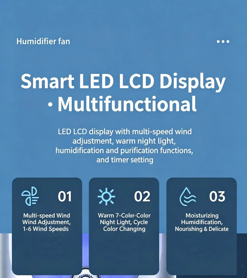 USB Direct Supply Desktop Cooling Humidifier Fan No Built-in Battery Silent Wide Angle Air Cooler With RGB Light Touch Control