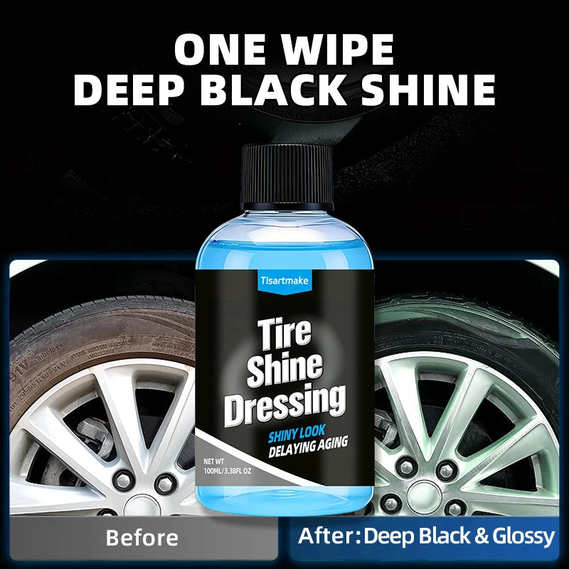 500ml/100ml Black Wet Look Tire Shine Dressing -Automotive Clear Coat Tire Dressing for Glossy Wet Tire Look, Vinyl & Plastic