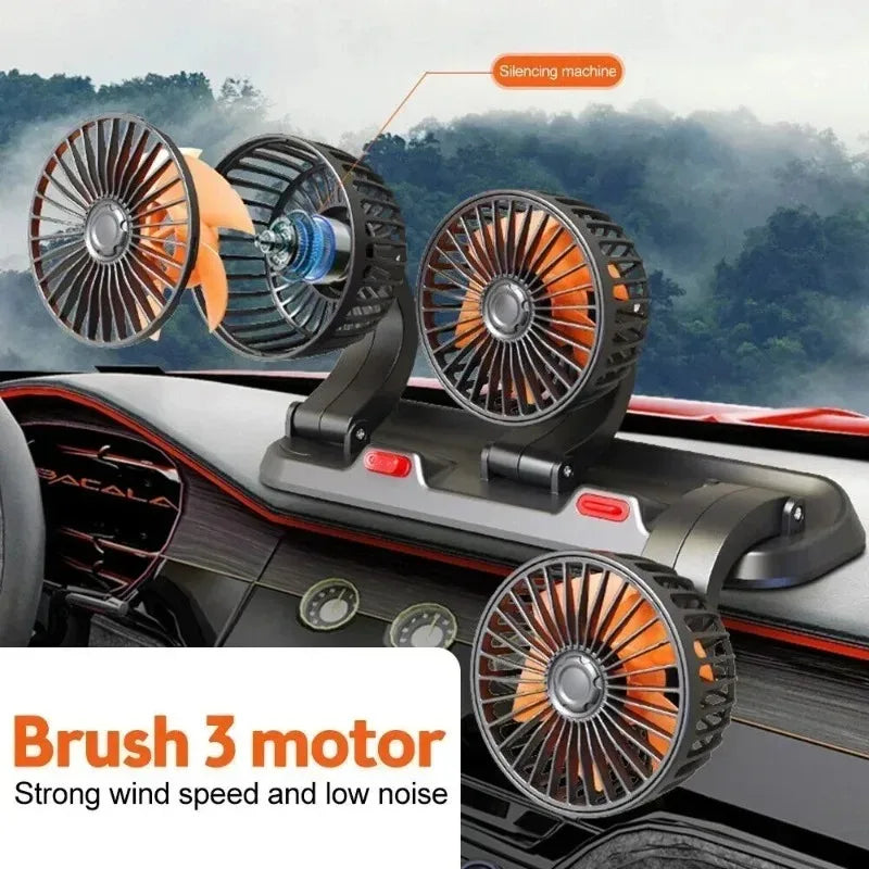 1/2/3 Head Car Fan Summer Air Fan USB/12V/24V Fan Cooler Adjustable 2 Speeds Silent Fan for Home Desk Office&Car Air Fan