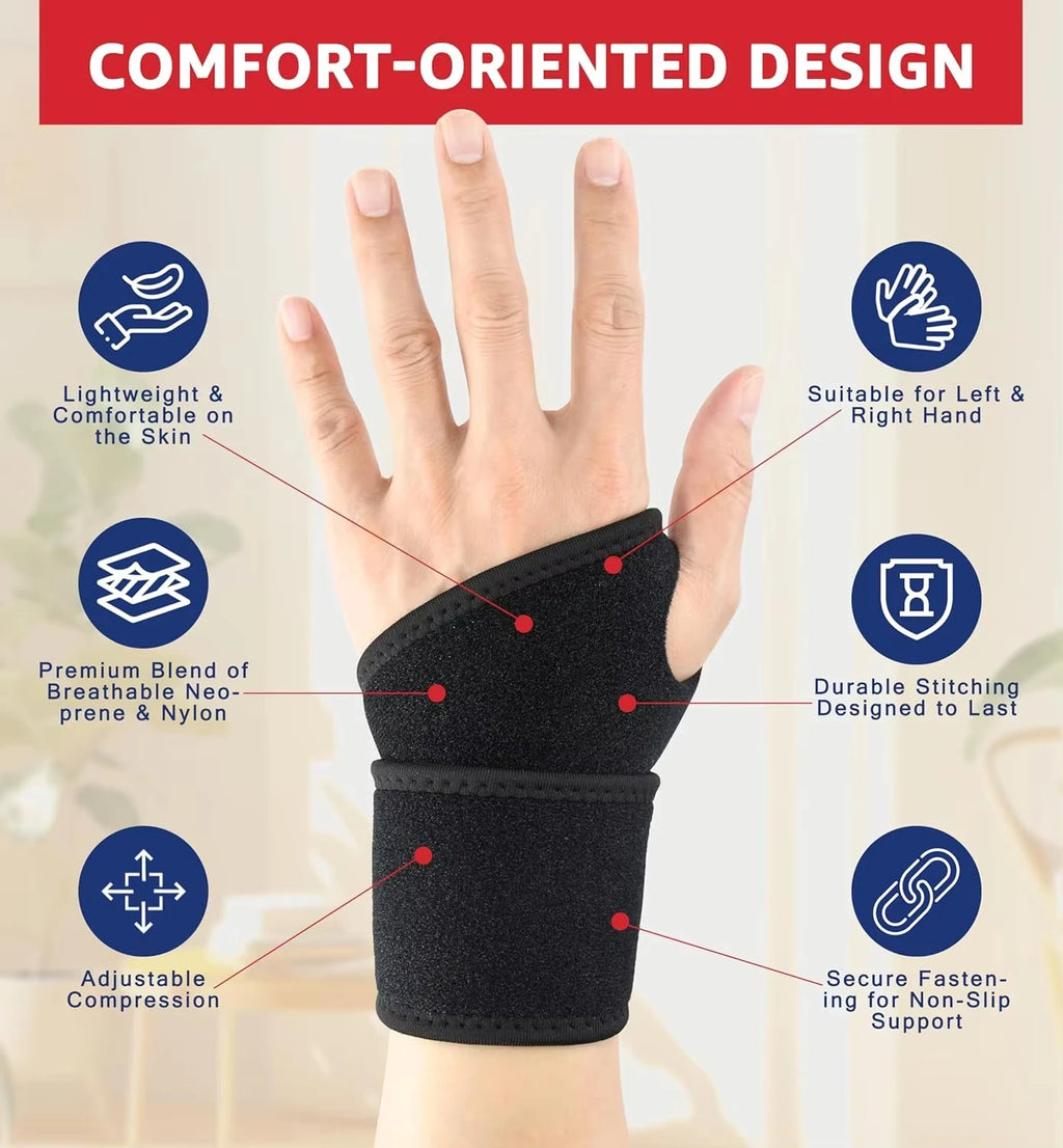 Adjustable Wrist Brace Perfect for Women & Men Support Wrap Strap Hand Carpal Tunnel Brace Fitness Suitable Both Right Left Hand