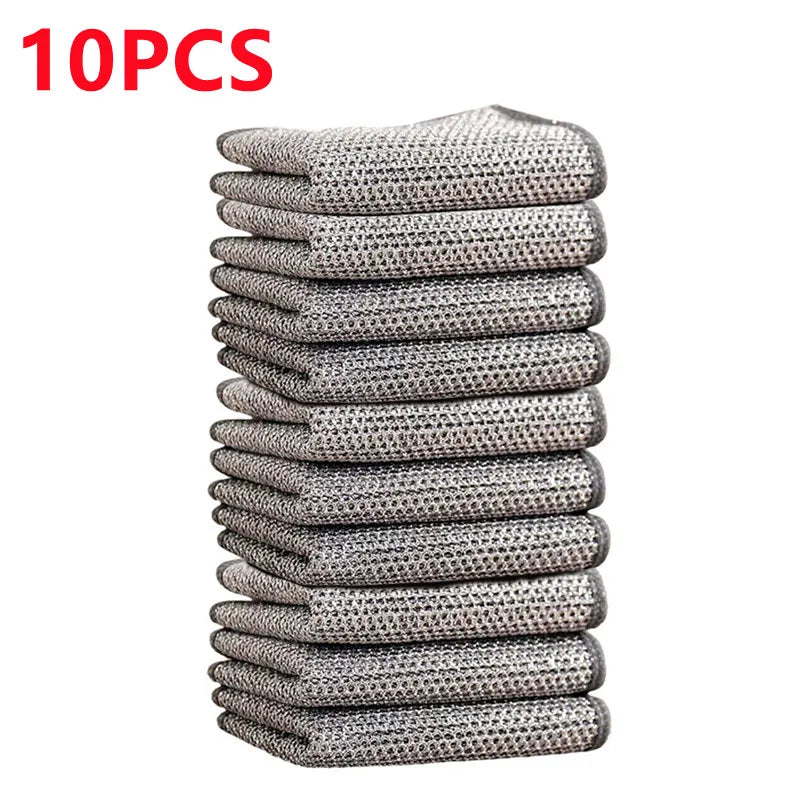 New Thickened Cleaning Cloth Kitchen Magic Dishwashing Towel Metal Steel Wire Cleaning Rag Microwave Stove Clean Tool Dish Cloth
