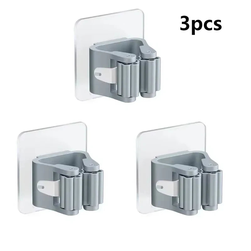 Mop Holder Self-adhesive Broom Stand Wall Mounted Mop Support Sweeping Brush Hook Storage Organizer Bathroom Kitchen Accessories