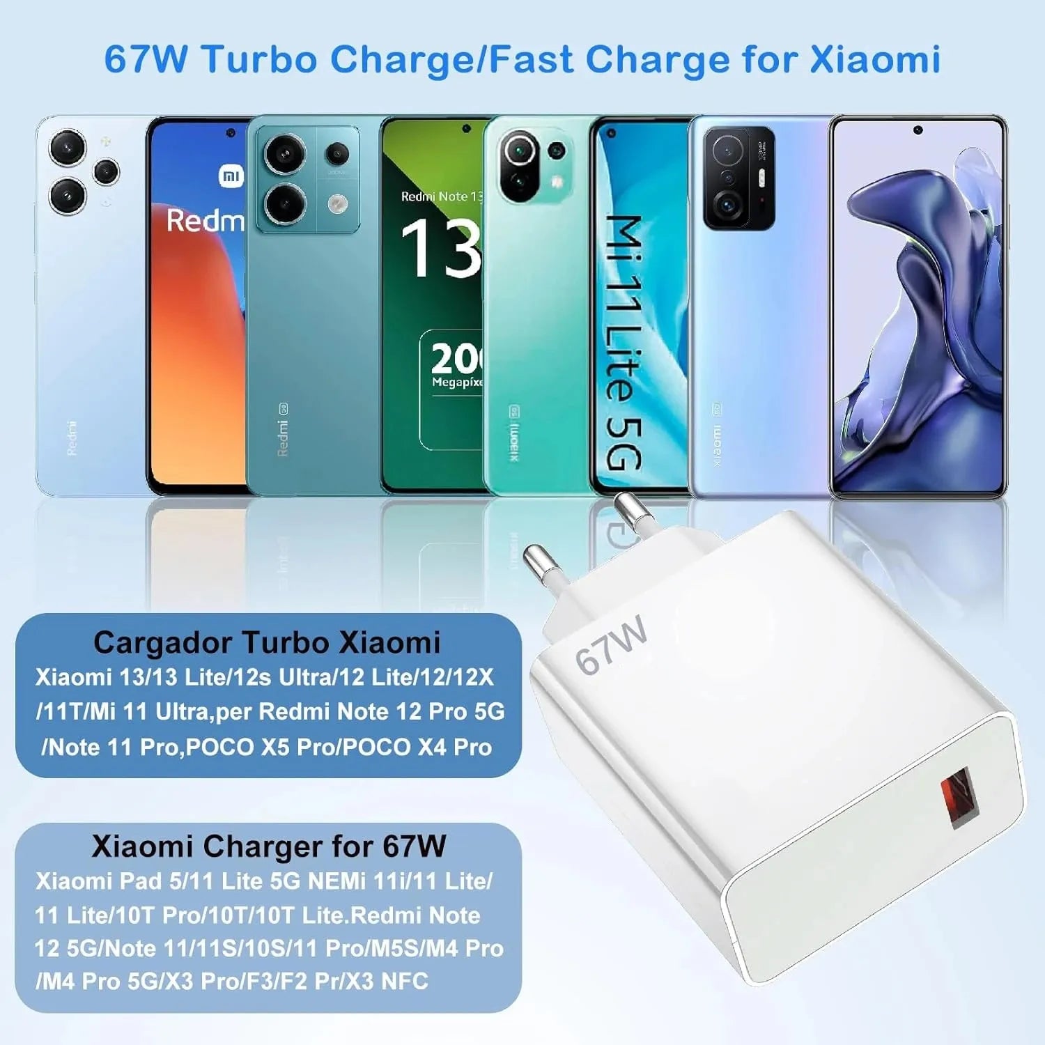 67W EU US Ultra Fast Charger For Xiaomi 11 12 13T 14T 15 Redmi Note 11T 12T 13 14 Pro POCO Type C USB Turbo Rapid Charging Cable