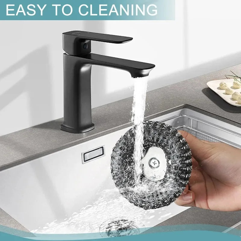 Stainless Steel Pot Brush with Handle Robust Metal Ball for Dishwashing 1-10 Pieces Cleaner Metal Purifier for Kitchen