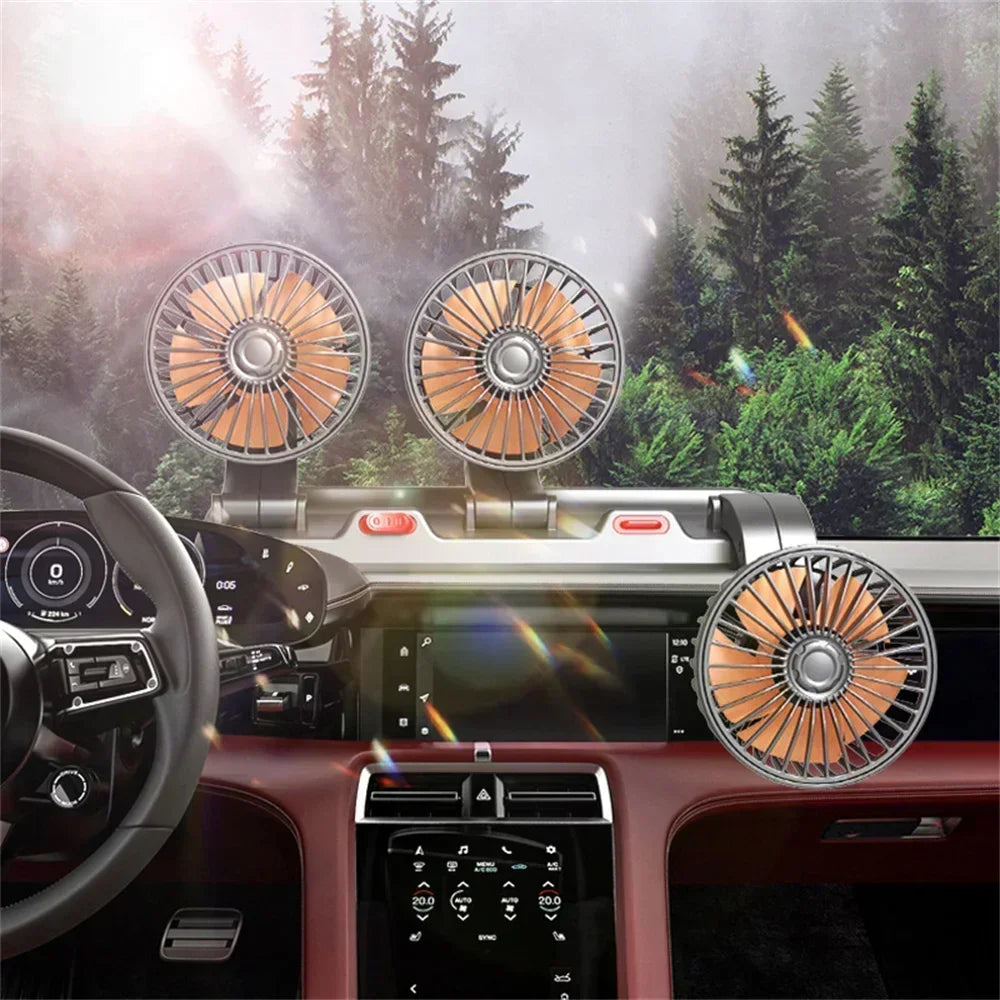 1/2/3 Head Car Fan Summer Air Fan USB/12V/24V Fan Cooler Adjustable 2 Speeds Silent Fan for Home Desk Office&Car Air Fan
