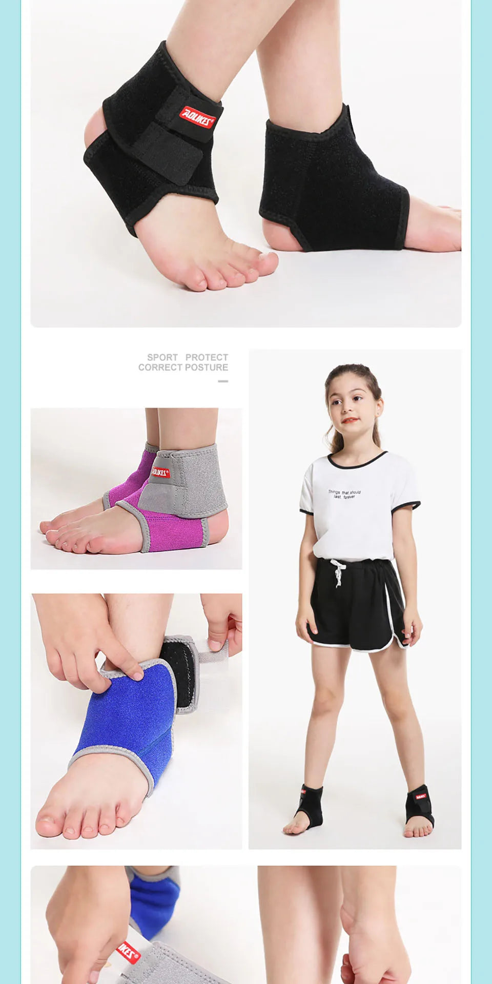 AOLIKES 1 Pair Kids Ankle Strap For Cycling Running Gym Children Sport Ankle Brace Support Guard Protector Boy Girl tobillera