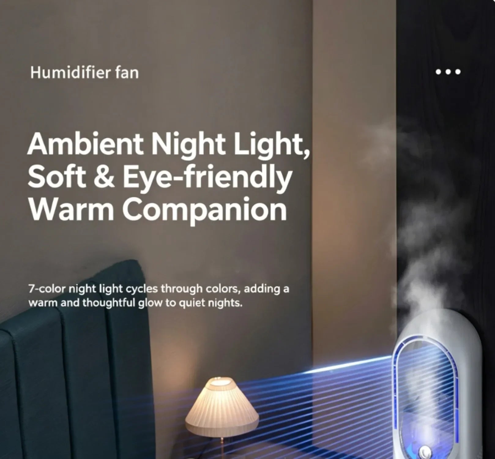 USB Direct Supply Desktop Cooling Humidifier Fan No Built-in Battery Silent Wide Angle Air Cooler With RGB Light Touch Control