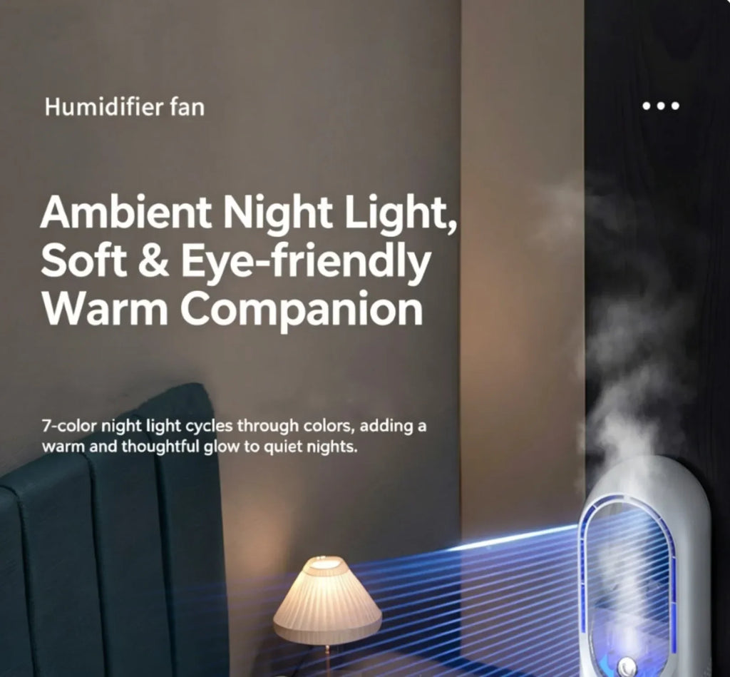 USB Direct Supply Desktop Cooling Humidifier Fan No Built-in Battery Silent Wide Angle Air Cooler With RGB Light Touch Control