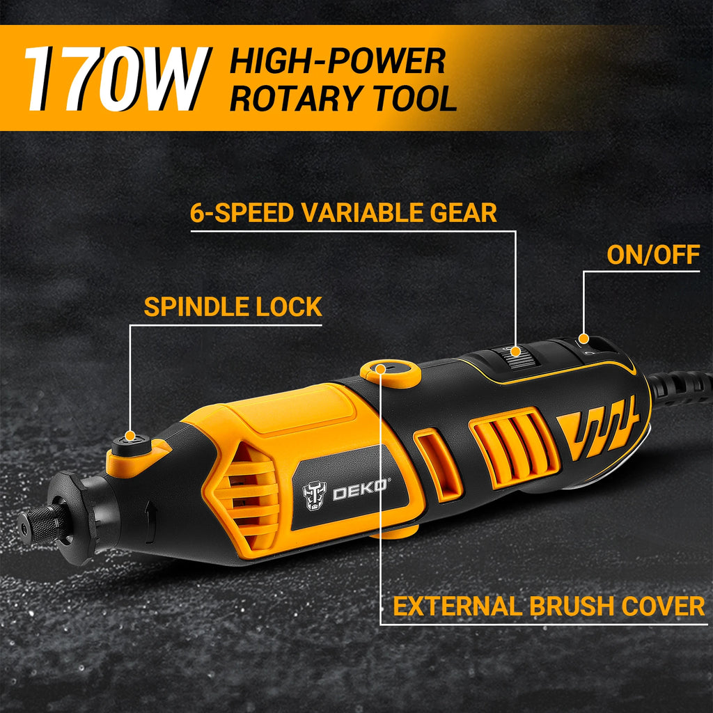 DEKO Rotary Tool Kit Power Hand Rotary Tools Mini for Wood/Metal, Electric Grinder Drill Machine