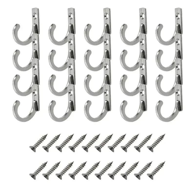 20/10PCS Mini Hook with Screws Antique Alloy Door Wall Hooks Keys Hair Rope Hanging Storage Rack Bathroom Kitchen Accessories