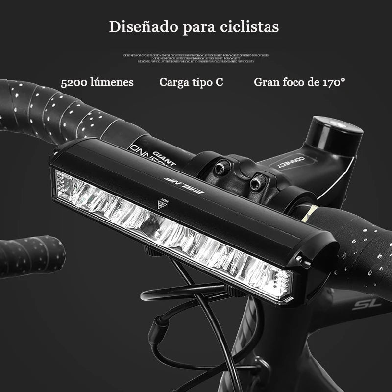 Bike Front Light, 5200 Lumens 8000mAh Waterproof Night Riding Torch USB Charging Road Bike Light Accessories Cycling Equipment