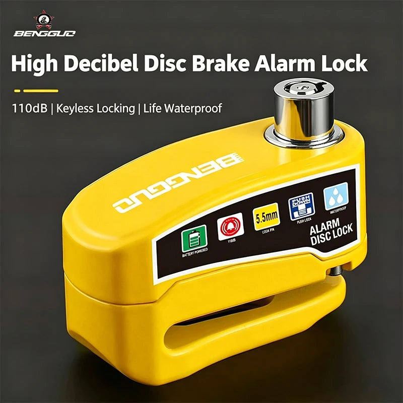 BENGGUO Motorcycle Alarm Wheel Disk Brake Lock with Keys Waterproof Bike Alarm Security Padlock Aluminum Alloy Bike Accessories
