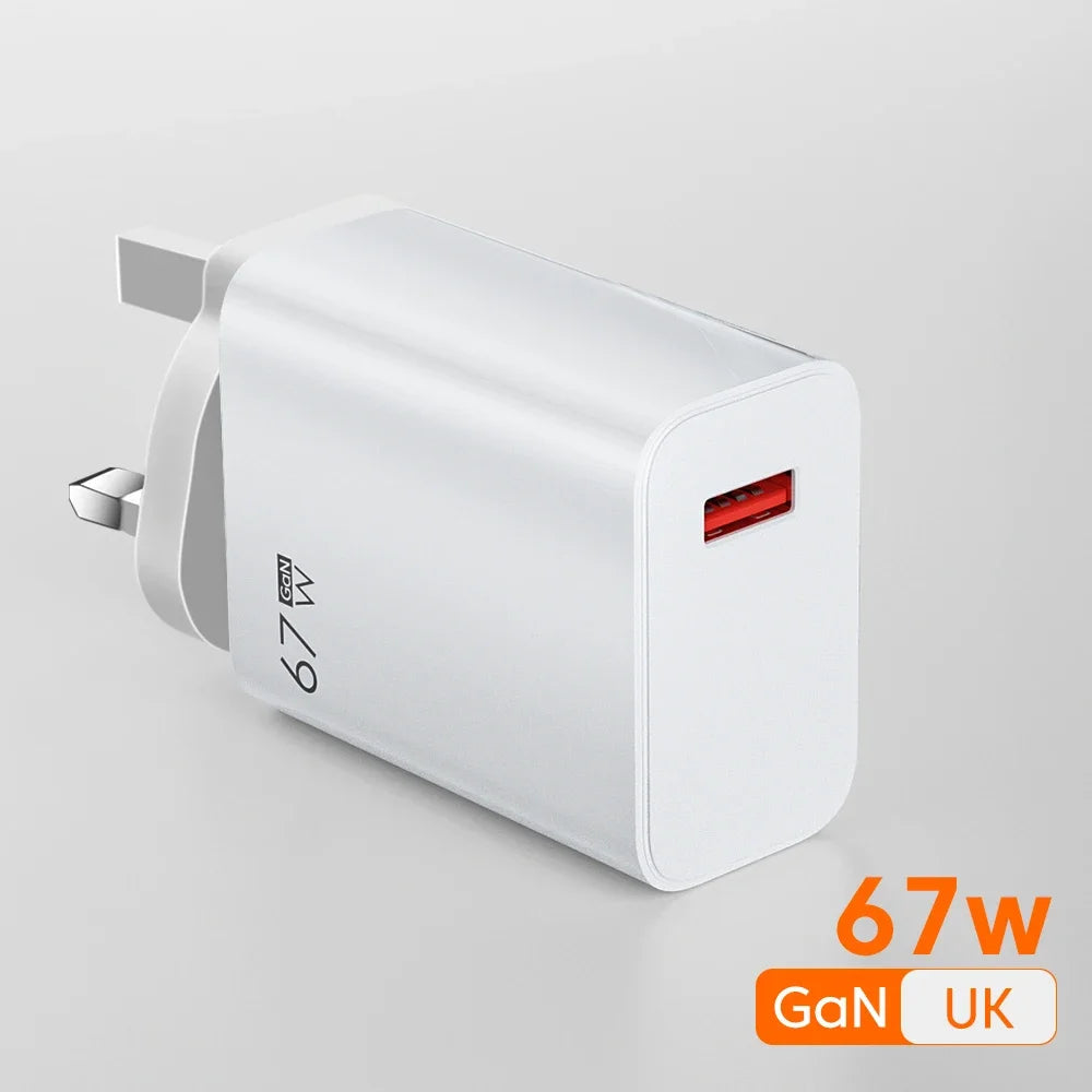 6A 67W ultra-fast wall charger is suitable for electronic universal devices with type C USB charging cable