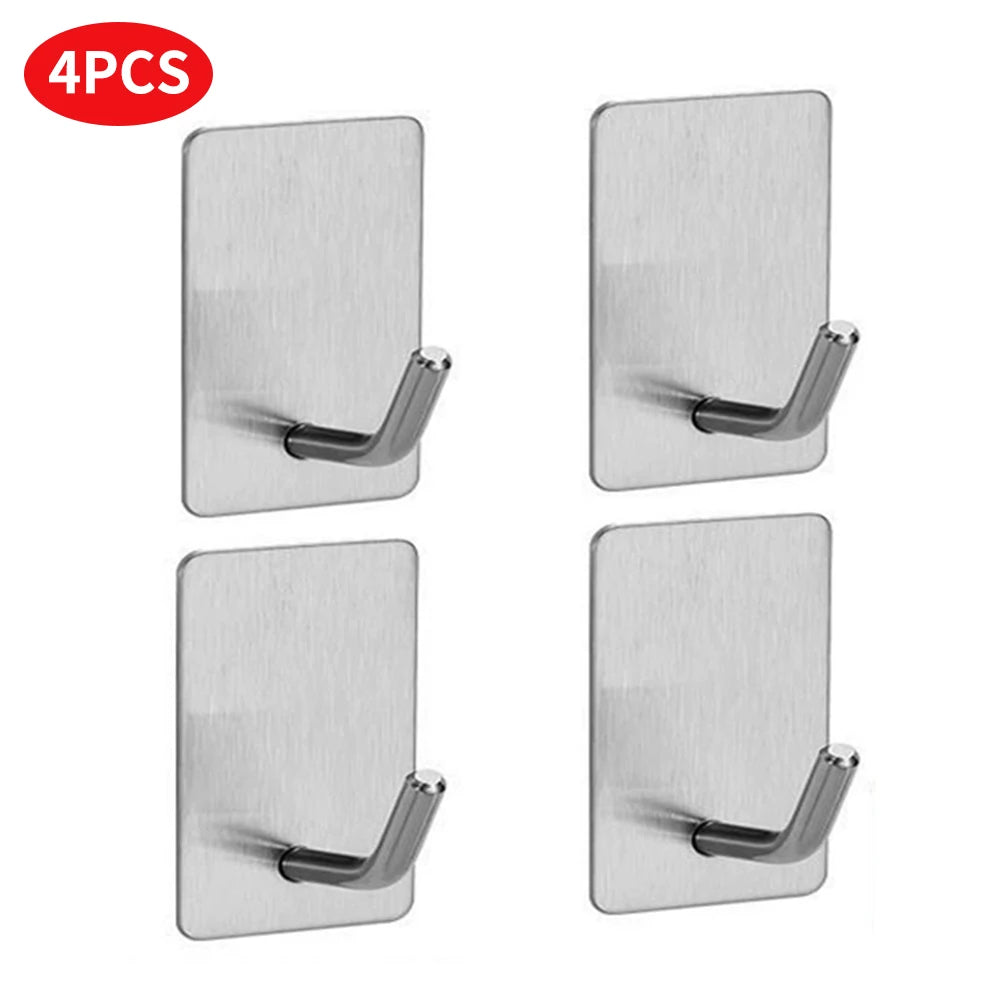 4/8pcs stainless steel small hooks, no drilling, wall mounted, kitchen, bathroom, office key hooks wall hook adhesive wall hooks
