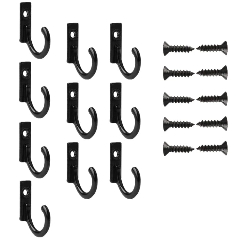 20/10PCS Mini Hook with Screws Antique Alloy Door Wall Hooks Keys Hair Rope Hanging Storage Rack Bathroom Kitchen Accessories