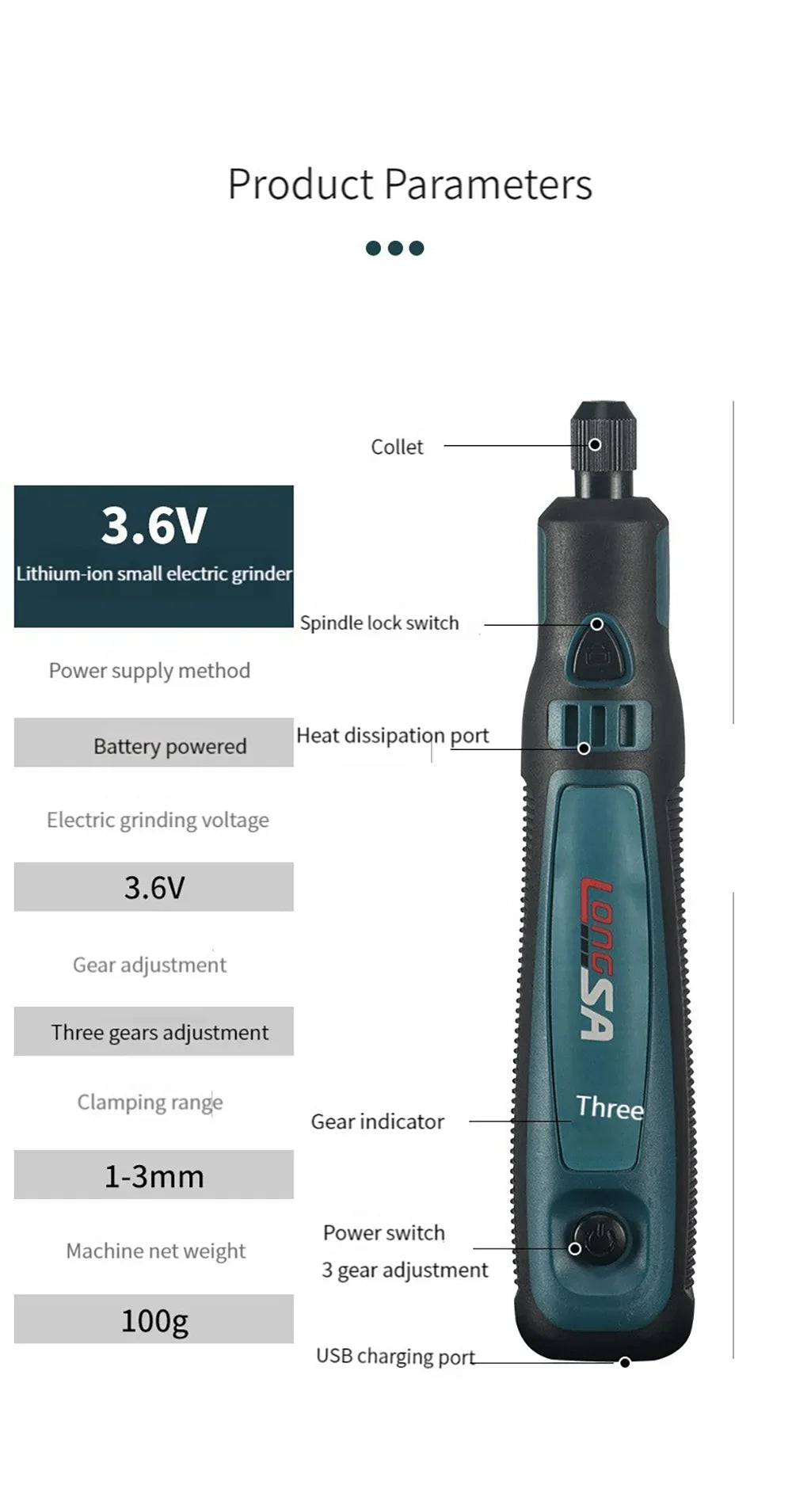 5000-10000-15000r 3.6V USB Wireless Electric Drill Engraving Pen Mini Grinder for Grinding/Polishing/Engraving/Drilling/Cutting