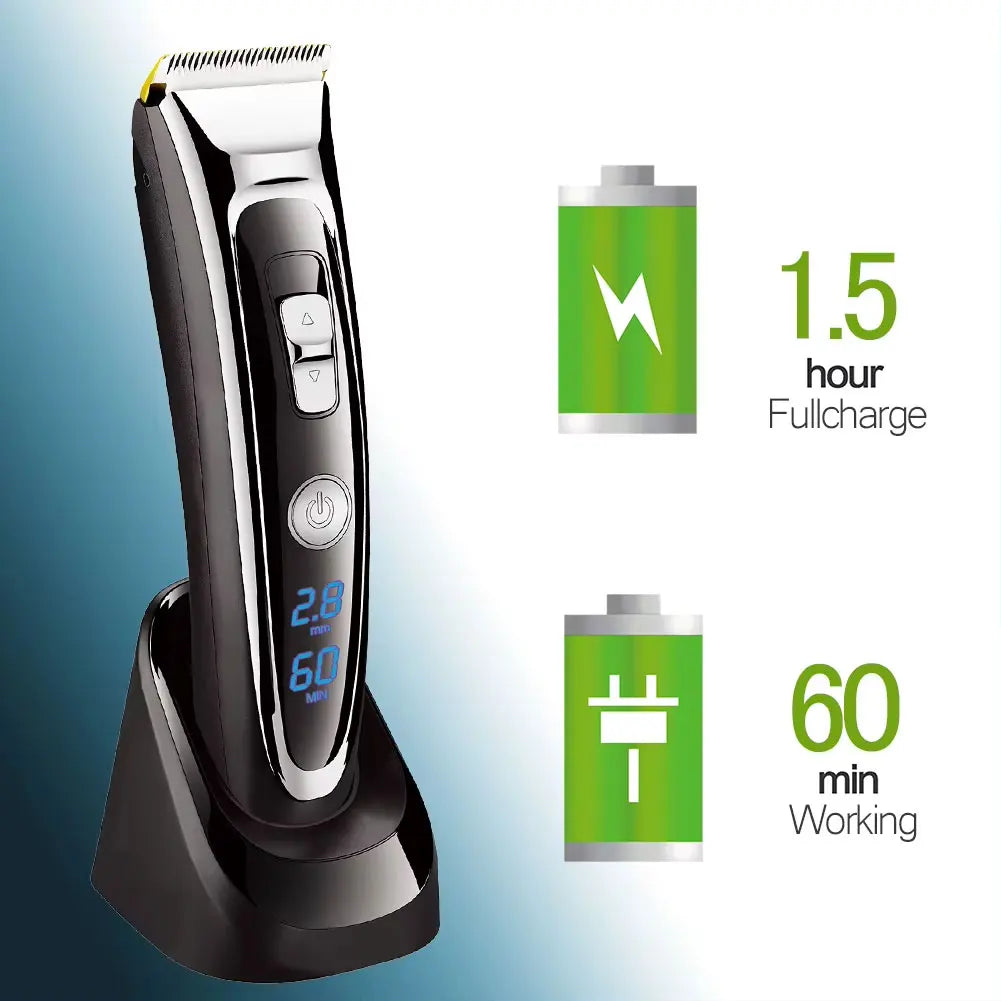 Surker Electric Hair Clipper Set Ceramic Blade Hair Trimmer for Men Charging Base Hair Cutting Machine with LED Display