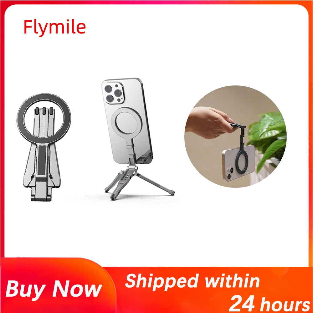 Phone Tripod for iPhone 17 16 15 14/Pro,Magnetic Mount Compatible with Magsafe,Metal Handle Grip,Phone Photography Accessories
