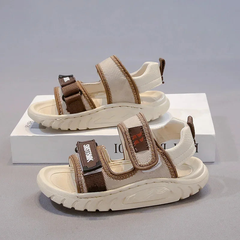 Children Sandals for Boys 2025 Summer New Fashion Korean Style Soft Bottom Anti-slippery Versatile Sports Simple Beach Shoes