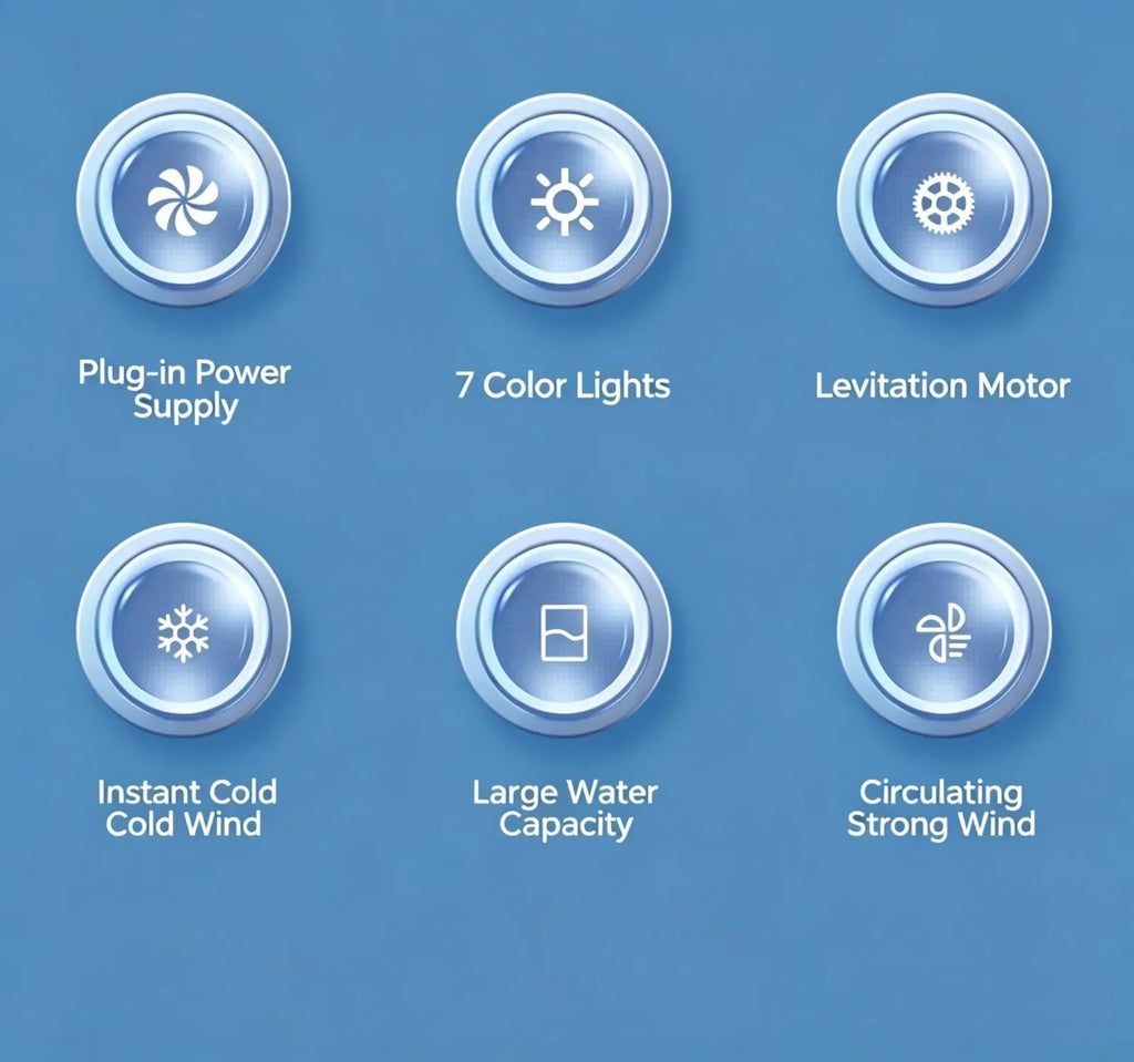USB Direct Supply Desktop Cooling Humidifier Fan No Built-in Battery Silent Wide Angle Air Cooler With RGB Light Touch Control
