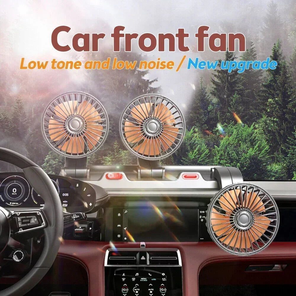 1/2/3 Head Car Fan Summer Air Fan USB/12V/24V Fan Cooler Adjustable 2 Speeds Silent Fan for Home Desk Office&Car Air Fan