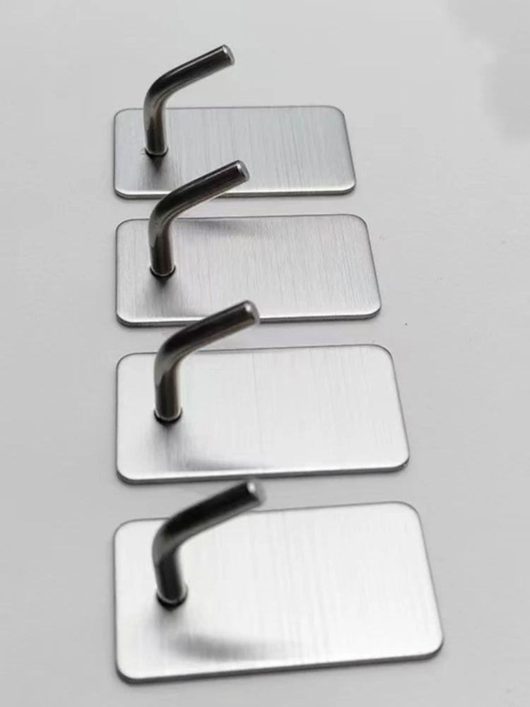 4/8pcs stainless steel small hooks, no drilling, wall mounted, kitchen, bathroom, office key hooks wall hook adhesive wall hooks
