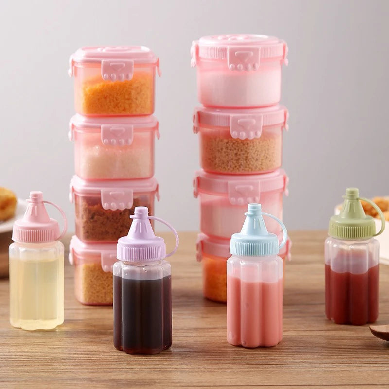 4Pcs Mini Sauce Bottles Condiment Dispenser Ketchup Bottle Mustard Salad Dressing Sauce Bento Container Kitchen Accessories