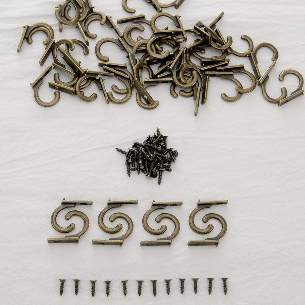 20/10PCS Mini Hook with Screws Antique Alloy Door Wall Hooks Keys Hair Rope Hanging Storage Rack Bathroom Kitchen Accessories