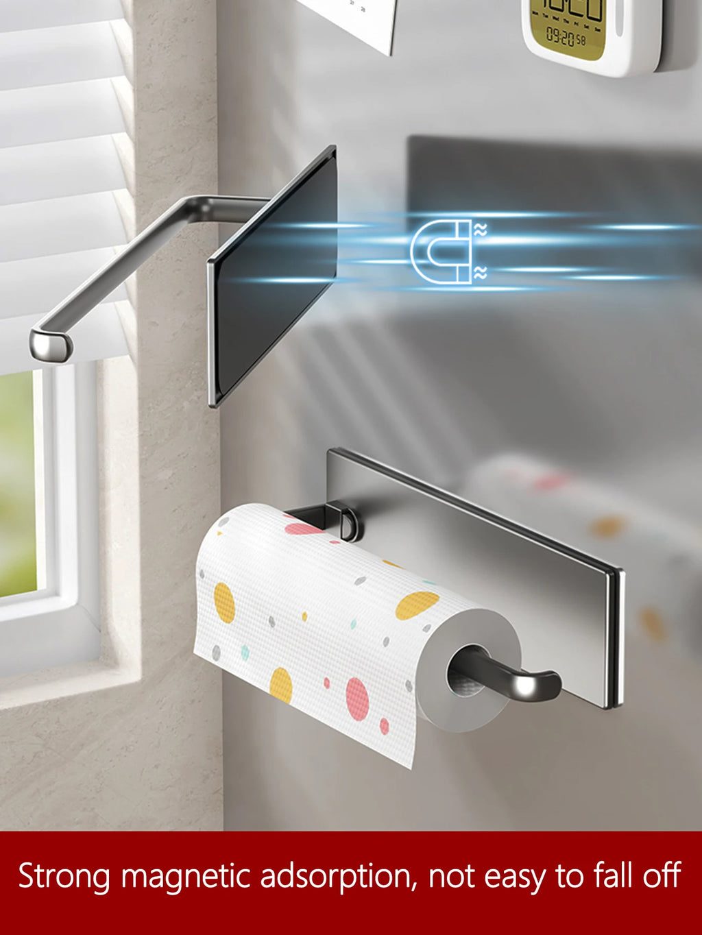 Magnetic tissue holder for kitchen refrigerator, kitchen tissue holder, non drilling paper roll holder, kitchen towel holder