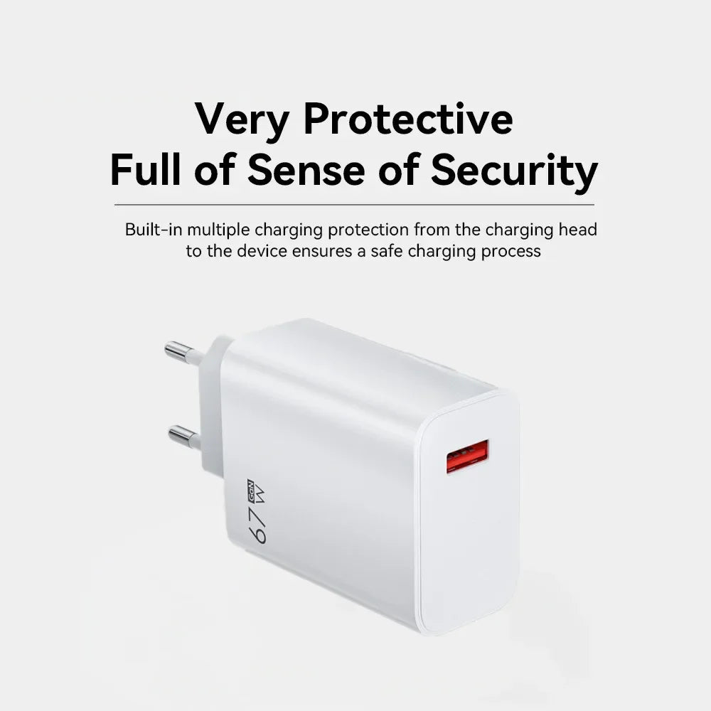 6A 67W ultra-fast wall charger is suitable for electronic universal devices with type C USB charging cable