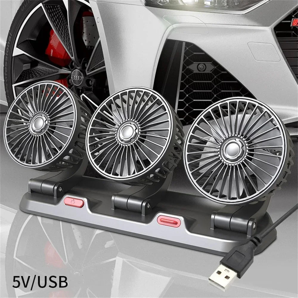 1/2/3 Head Car Fan Summer Air Fan USB/12V/24V Fan Cooler Adjustable 2 Speeds Silent Fan for Home Desk Office&Car Air Fan