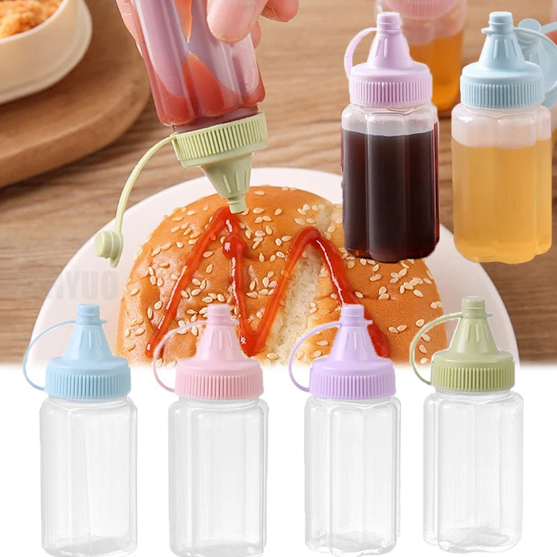 4Pcs Mini Sauce Bottles Condiment Dispenser Ketchup Bottle Mustard Salad Dressing Sauce Bento Container Kitchen Accessories