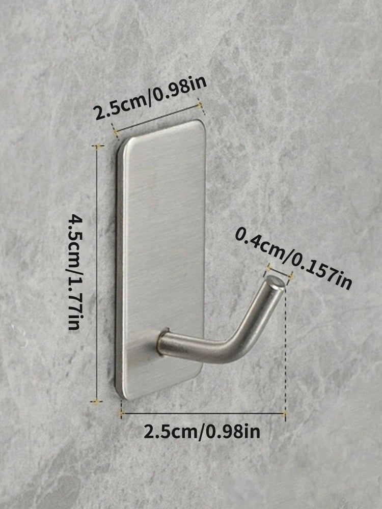 4/8pcs stainless steel small hooks, no drilling, wall mounted, kitchen, bathroom, office key hooks wall hook adhesive wall hooks