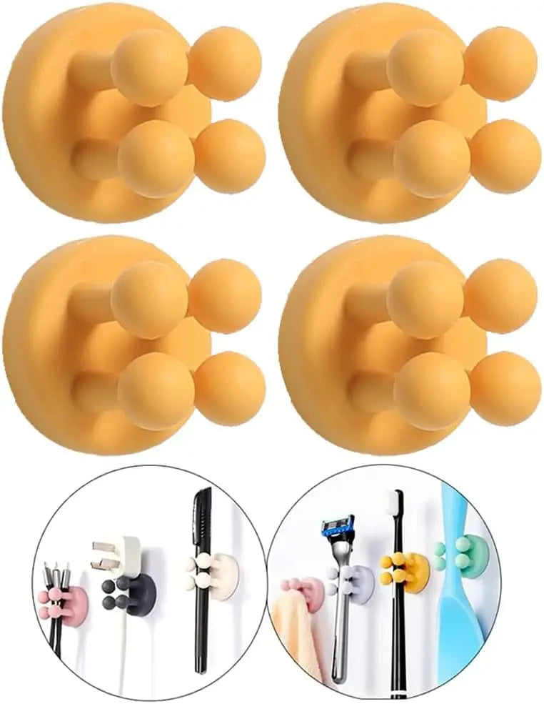 Silicone Toothbrush Holder Waterproof Self-Adhesive Wall Mounted Bathroom Kitchen Storage Organizer Adhesive Hooks No Drilling