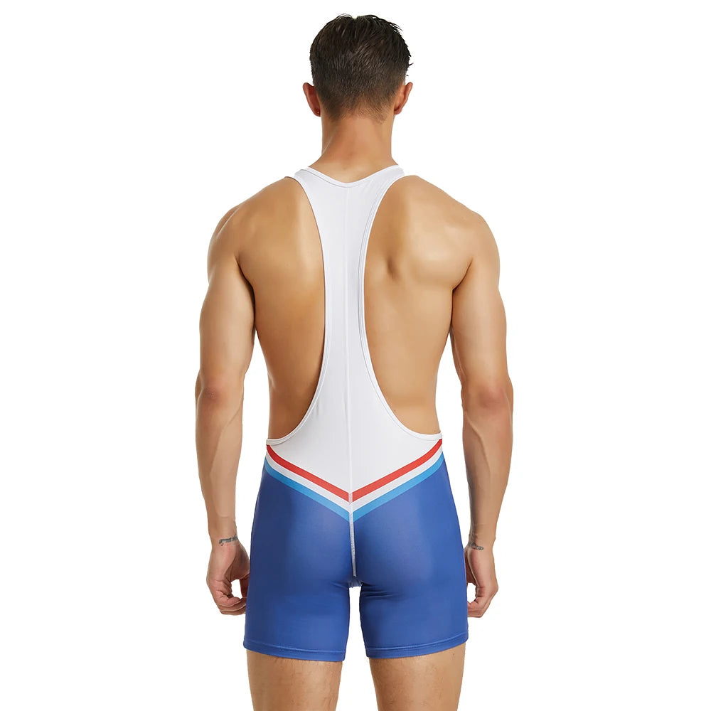 New Coming Men's One-Piece Wrestling Singlet Sport Dance Leotard Unitard Short Jumpsuit