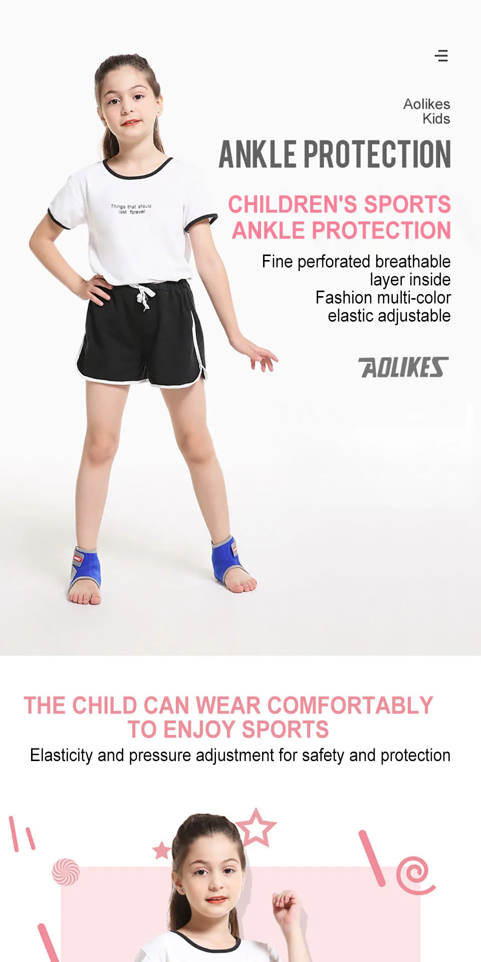 AOLIKES 1 Pair Kids Ankle Strap For Cycling Running Gym Children Sport Ankle Brace Support Guard Protector Boy Girl tobillera
