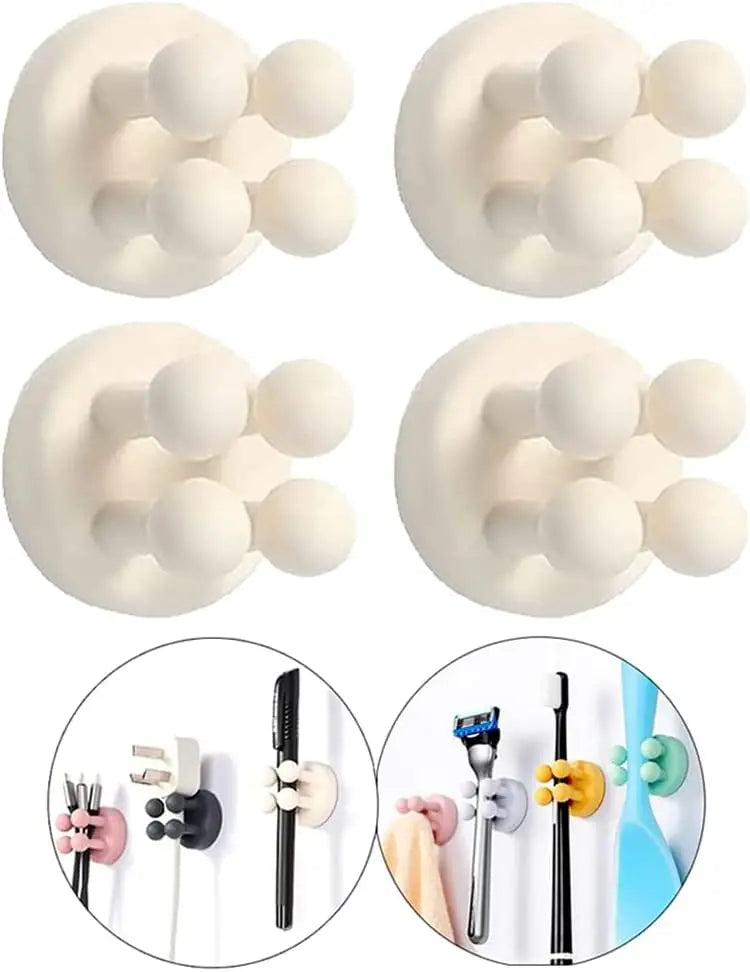 Silicone Toothbrush Holder Waterproof Self-Adhesive Wall Mounted Bathroom Kitchen Storage Organizer Adhesive Hooks No Drilling