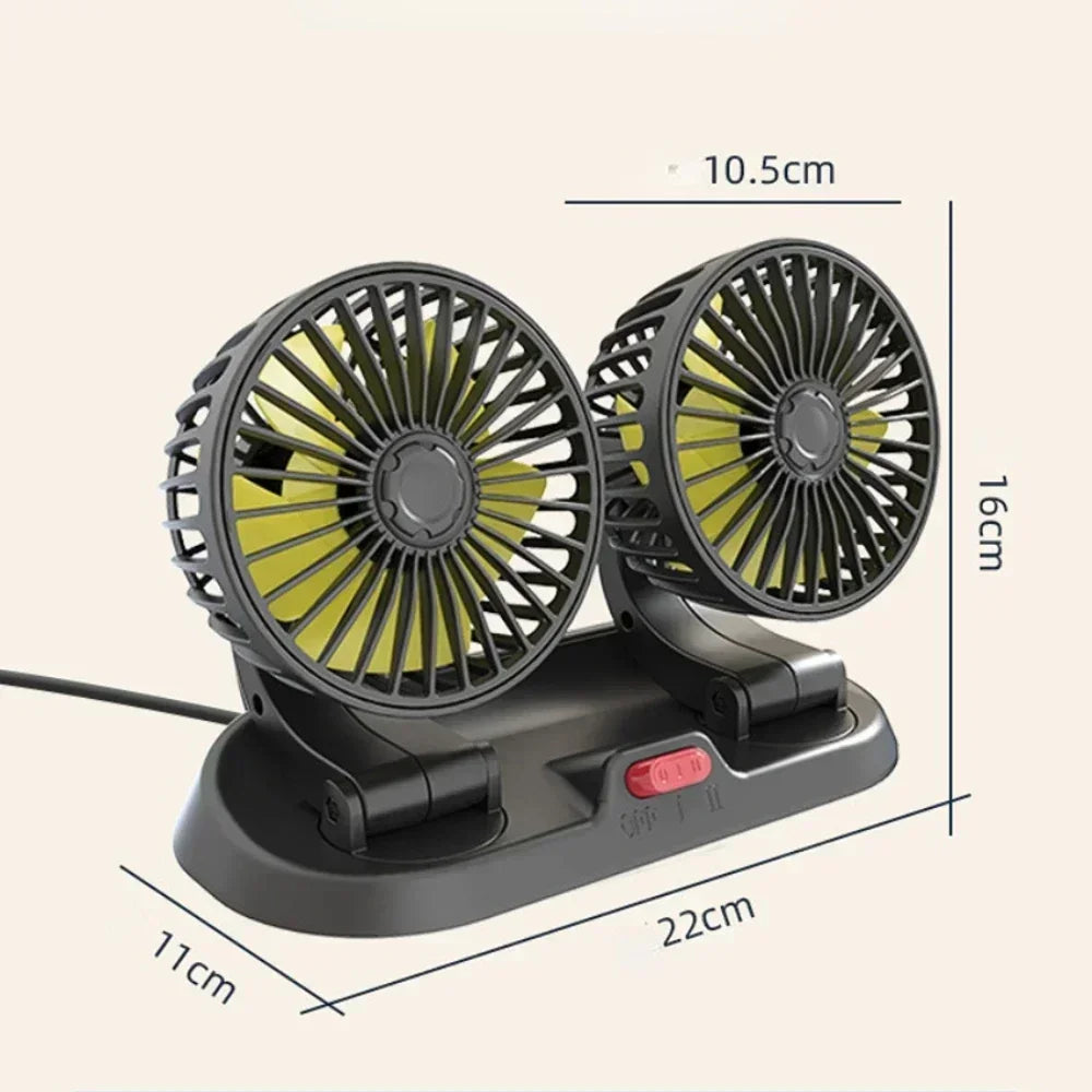 1/2/3 Head Car Fan Summer Air Fan USB/12V/24V Fan Cooler Adjustable 2 Speeds Silent Fan for Home Desk Office&Car Air Fan