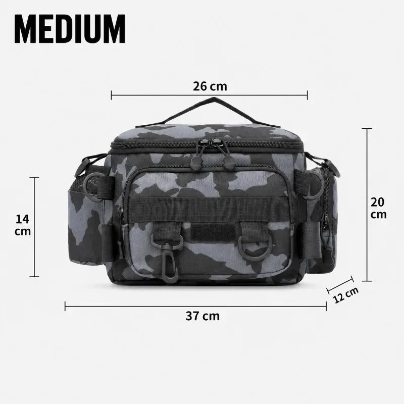 Fishing Tackle Shoulder Bag Storage Bag Waterproof Portable Large Capacity with Fish Rod Holder Outdoor Sport Accessories Gear
