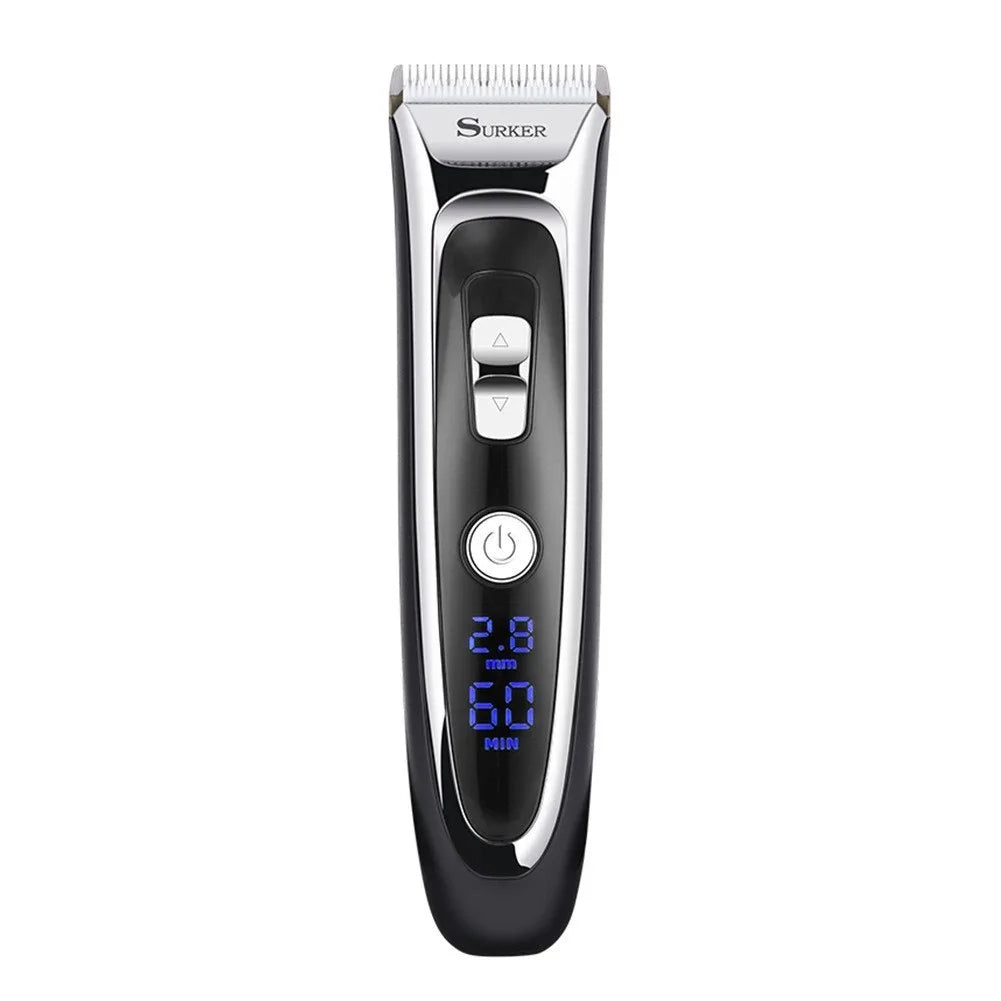 Surker Electric Hair Clipper Set Ceramic Blade Hair Trimmer for Men Charging Base Hair Cutting Machine with LED Display