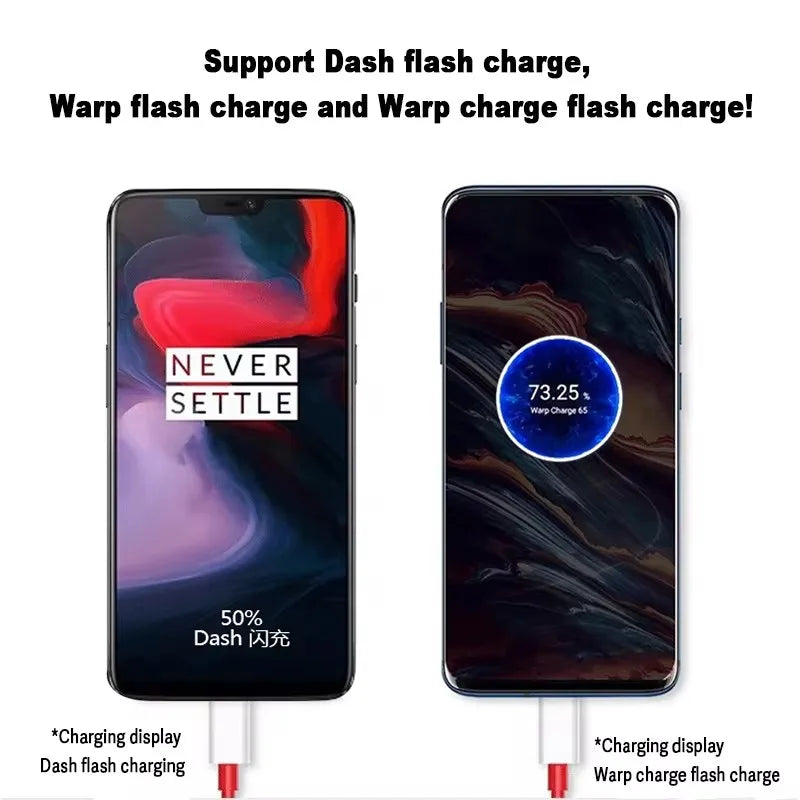 65W USB C PD Warp Charger Cable 6.5A Type C To Type C Cable For Oneplus 8T 8Tplus + 9 Pro 9R 9RT Nord 2 CE 5G