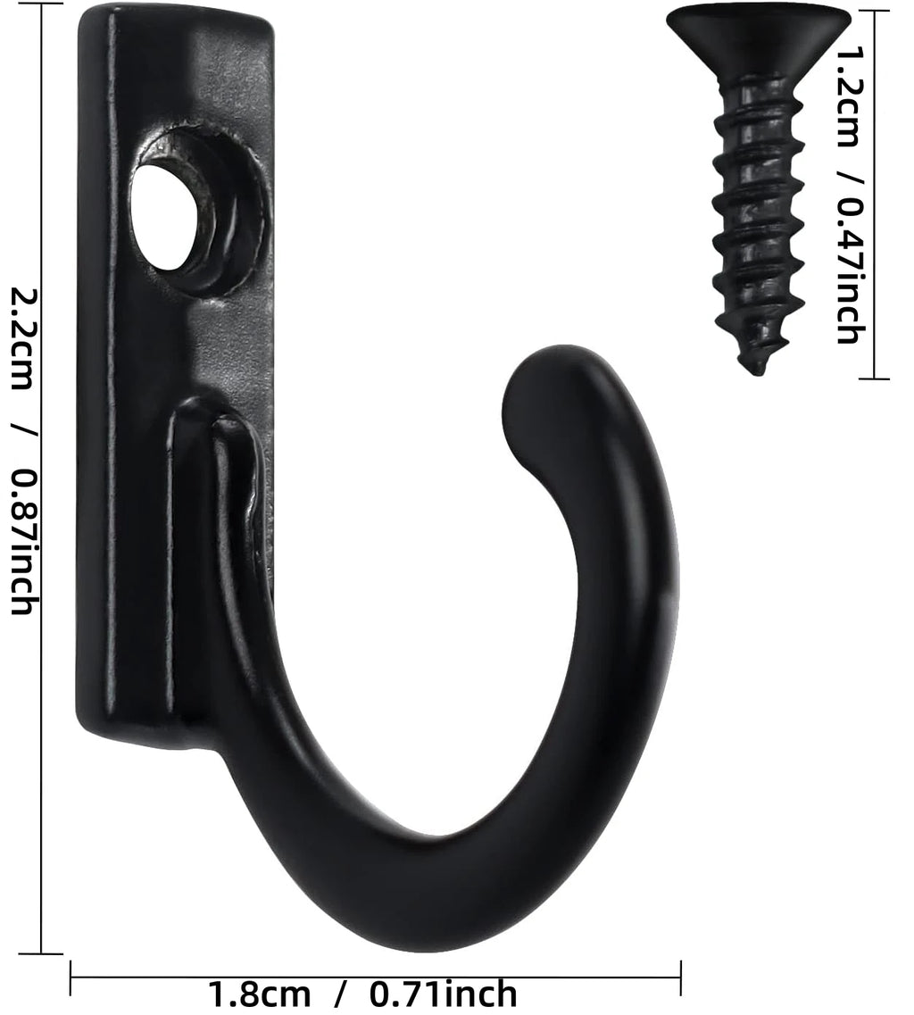 20/10PCS Mini Hook with Screws Antique Alloy Door Wall Hooks Keys Hair Rope Hanging Storage Rack Bathroom Kitchen Accessories