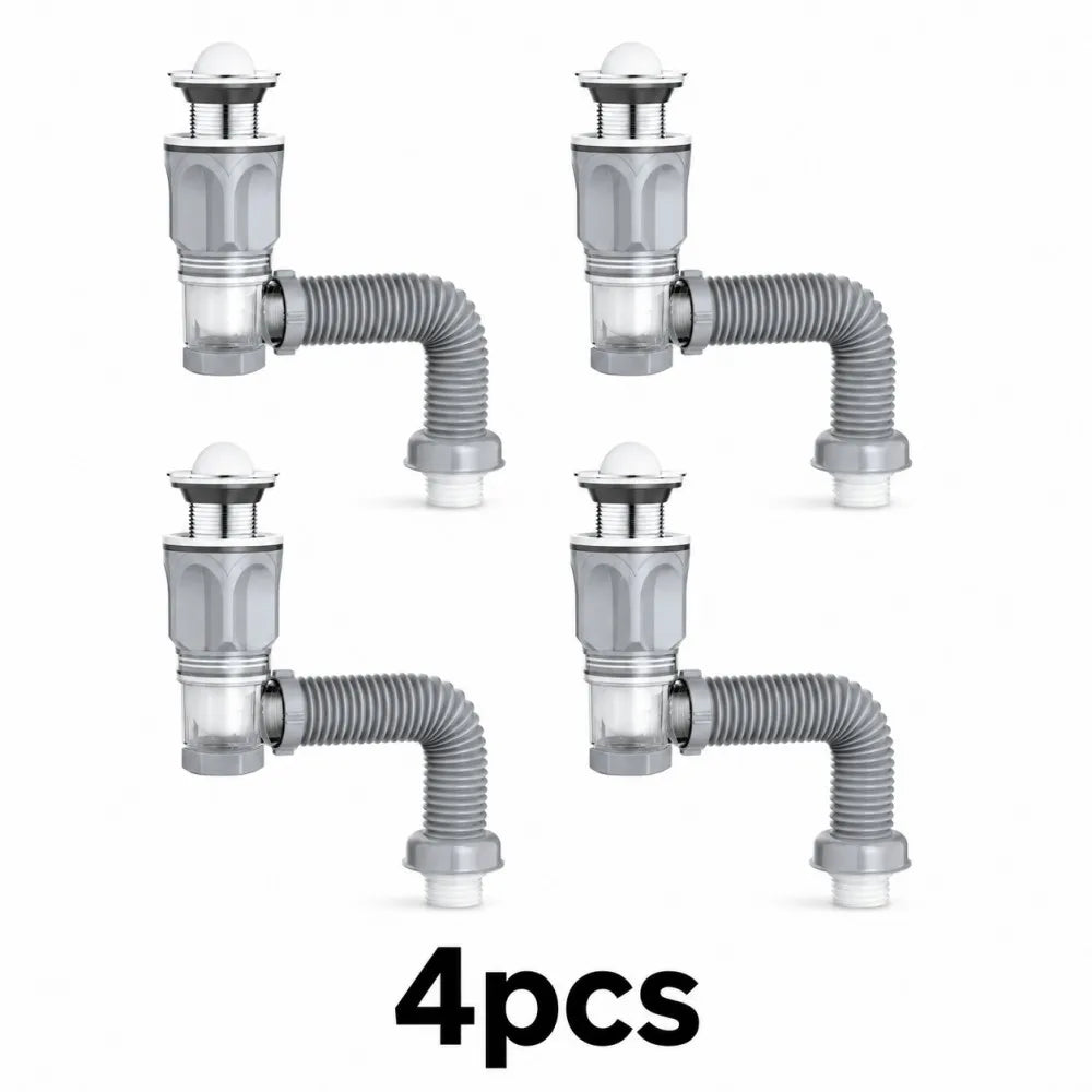 1-5Pcs Kitchen ABS Sink Drain Kit Drain Stopper Flexible Hose Body Stainless Steel Top Side Outlet Basin Drain Pipe Set