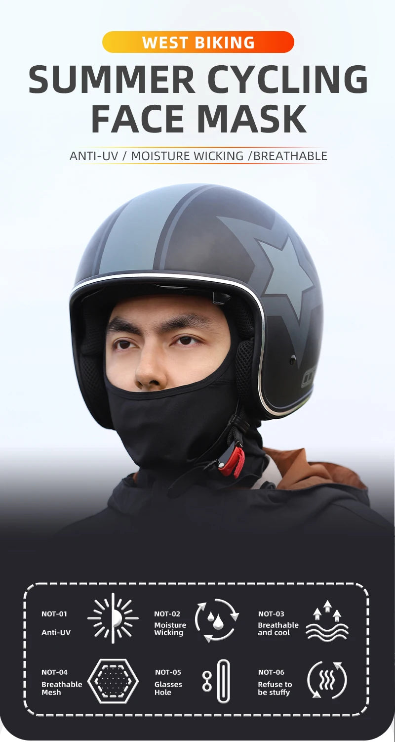 WEST BIKING Summer Motorcycle Bike Moisture-Wicking Balaclava UV Protection Breathable Running Fishing Caps Cooling Sport Gear