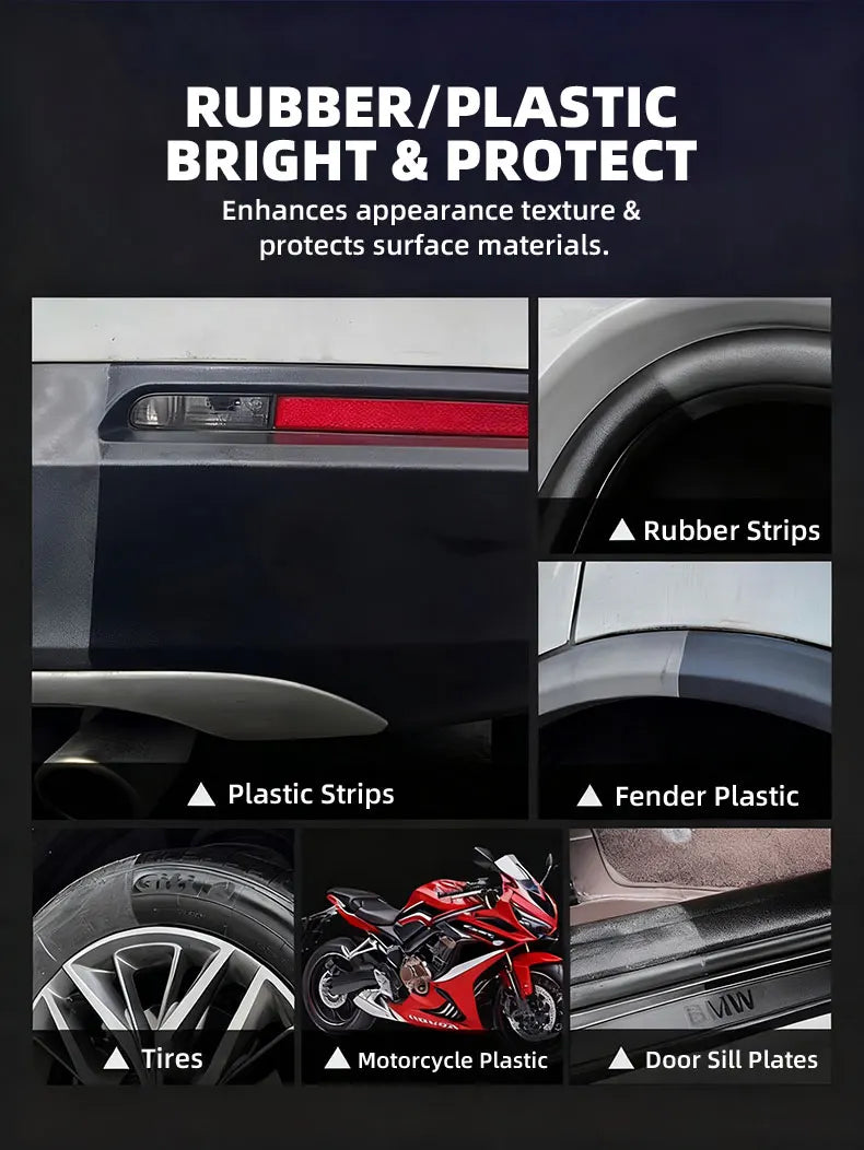 500ml/100ml Black Wet Look Tire Shine Dressing -Automotive Clear Coat Tire Dressing for Glossy Wet Tire Look, Vinyl & Plastic